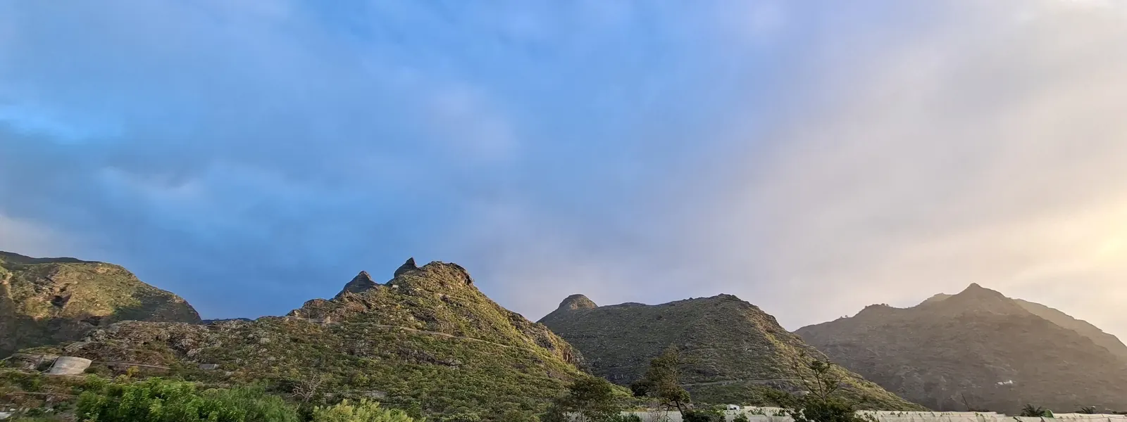 The Teno massif rising over the fields of Los Silos